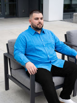 Men Plus Size Cathal Blue Striped Shirts