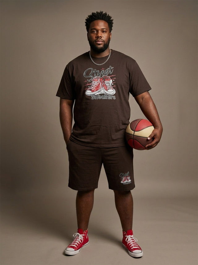 Men Plus Size Kickster Brown Printed Co-Ords