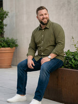 Men Plus Size Taupe Olive Solid Shirts