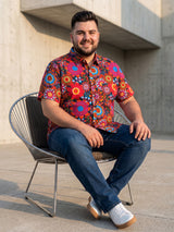 Men Plus Size Iridescent Multi Printed Shirts