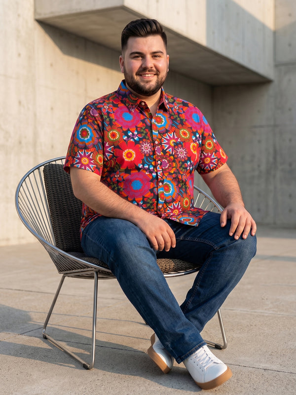 Men Plus Size Iridescent Multi Printed Shirts
