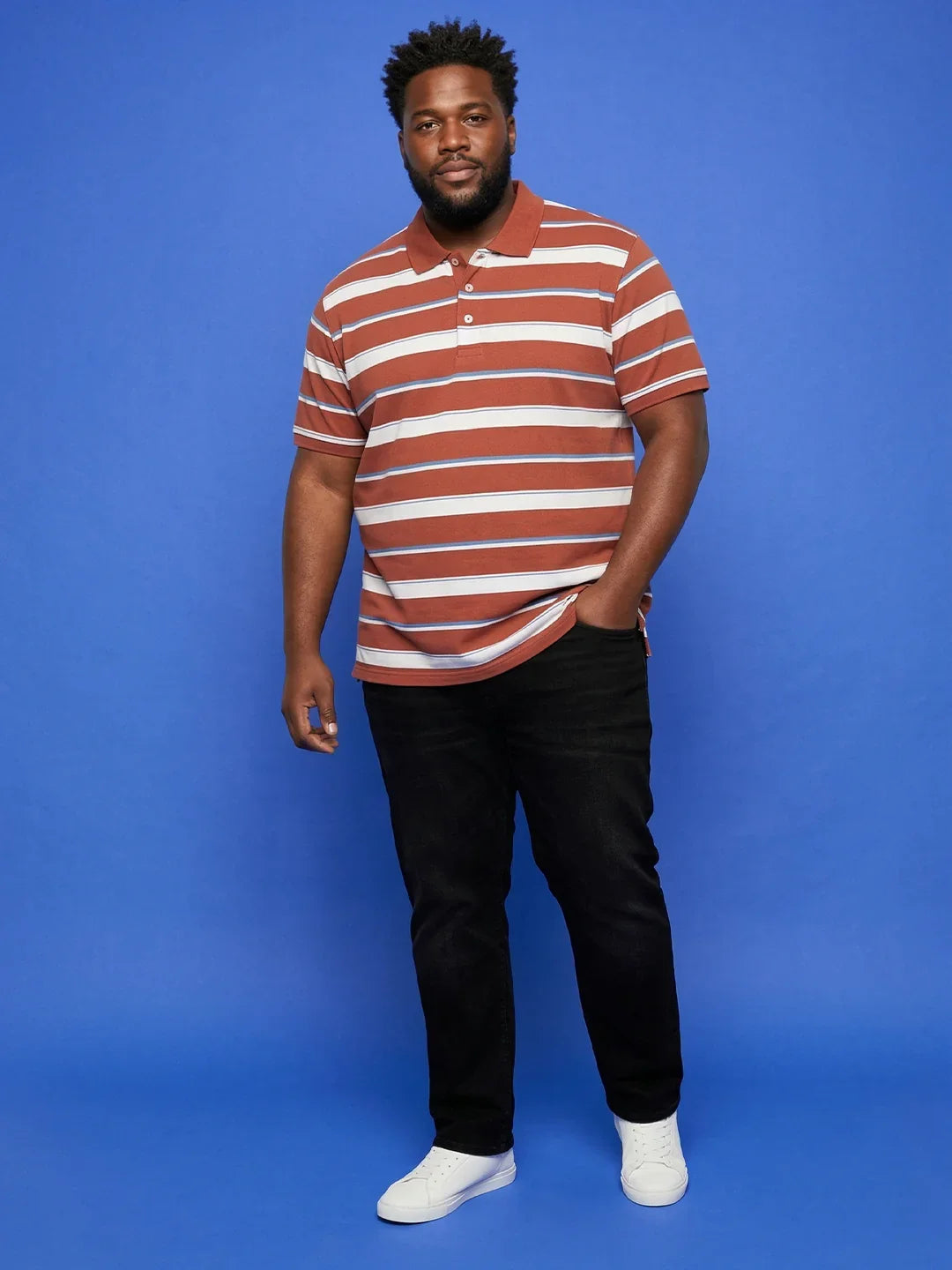 Men Plus Size Lineo Multicolor Colorblock Polo Tshirt
