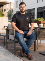 Men Plus Size Hiddenmist-Black Solid Black Round Neck Tshirt