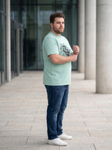 Men Plus Size Sagespirit Light Green Printed Round Neck