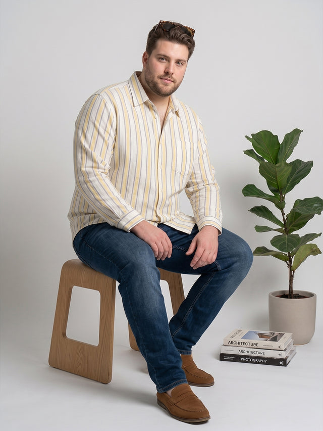 Men Plus Size Solviero Multi Striped Shirts
