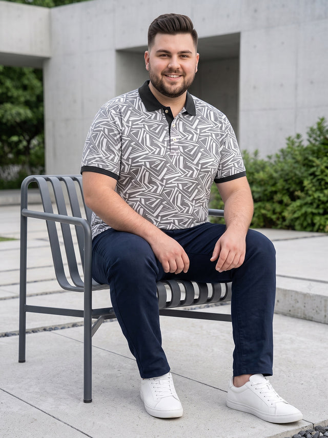 Men Plus Size Geoza Multi Printed Polo Tshirt