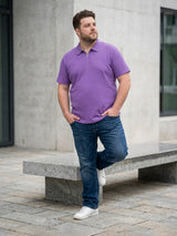 Men Plus Size Archid Violet Self Design Polo Tshirt