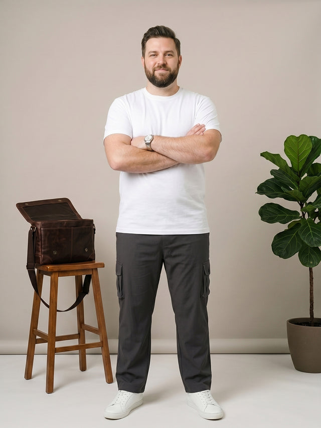 Men Plus Size Slatesmith Grey Solid Trackpant