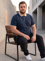 Men Plus Size Nebula Navy Blue Printed Polo