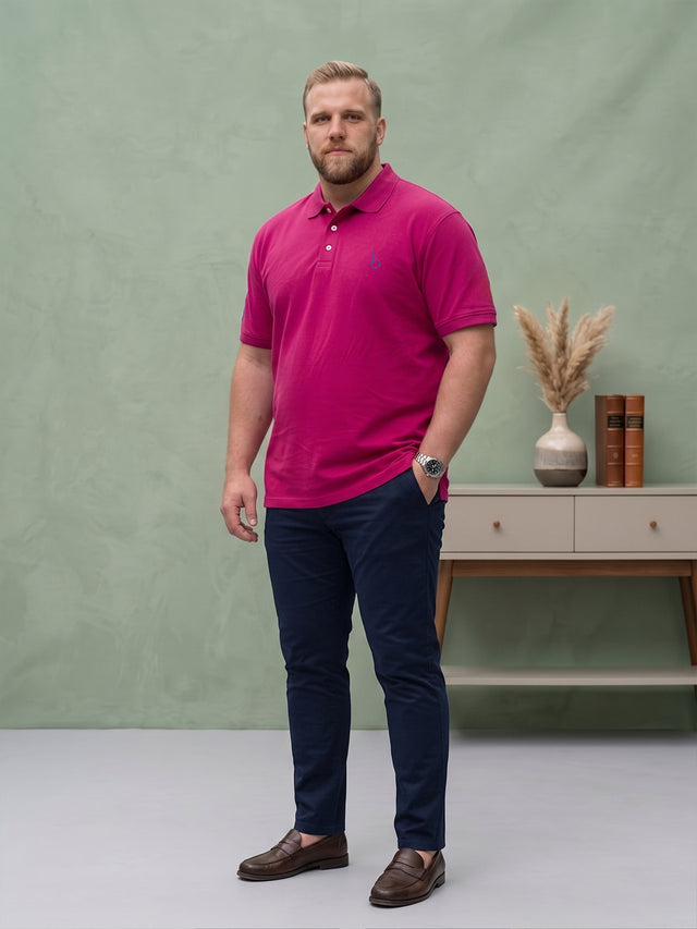 Men Plus Size Aura-Magenta Solid Polo