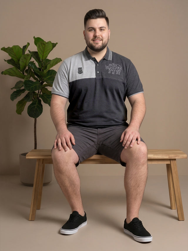 Men Plus Size Relent Colorblock Polo Tshirt