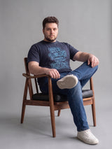 Men Plus Size Renvian Black Printed Round Neck