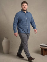 Men Plus Size Stormstripe Navy Blue Striped Shirts