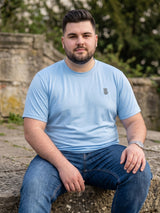 Men Plus Size Hiddenmist-Sky Blue Solid Sky Blue Round Neck Tshirt