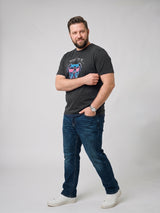 Men Plus Size Hypehound Black Printed Round Neck