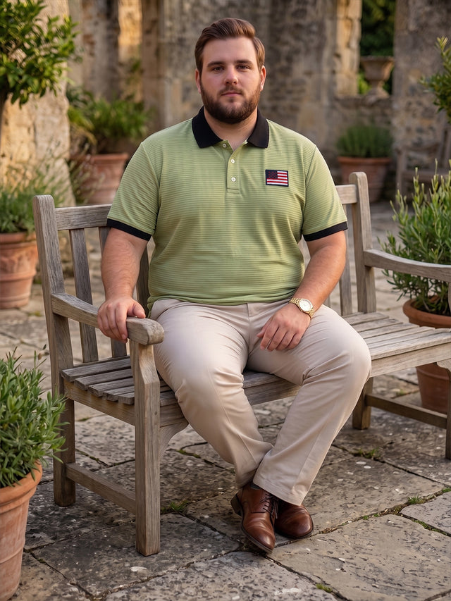 Men Plus Size Briar Green Textured Polo Tshirt