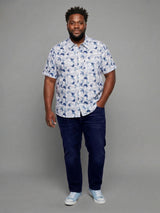 Men Plus Size Facet Multicolor Printed Casual Shirt