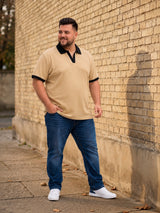 Men Plus Size Sandorix Beige textured Polo Tshirts