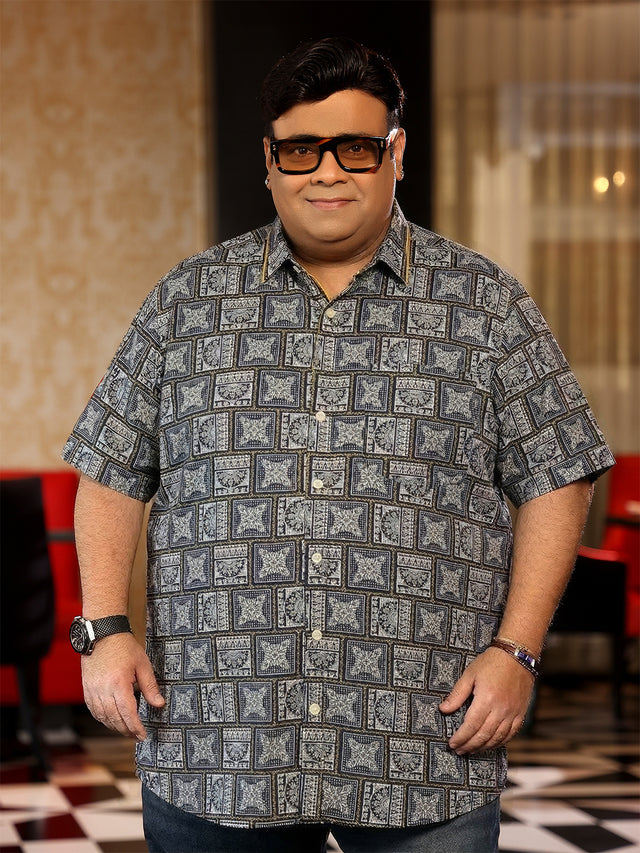 Men Plus Size Framex Multicolor Printed Casual Shirt