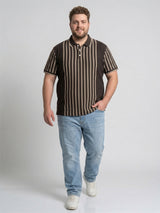 Men Plus Size Pitcher Multi Striped Polo
