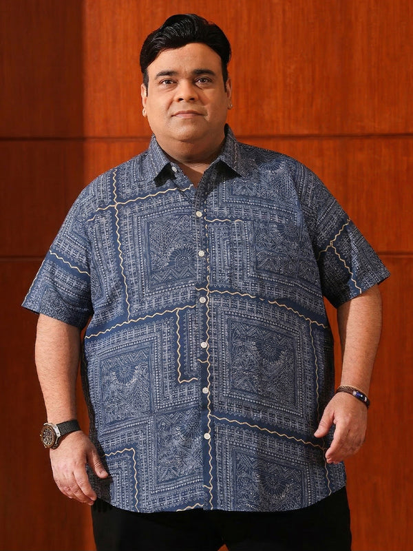 Men Plus Size Talisman Multicolor Printed Casual Shirt