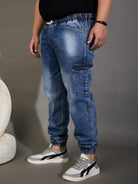 Men Plus Size Imperial Washed Indigo Denim - bigbanana