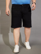 Men Plus Size Impetus-Black Solid Shorts - bigbanana