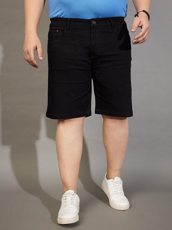 Men Plus Size Impetus-Black Solid Shorts