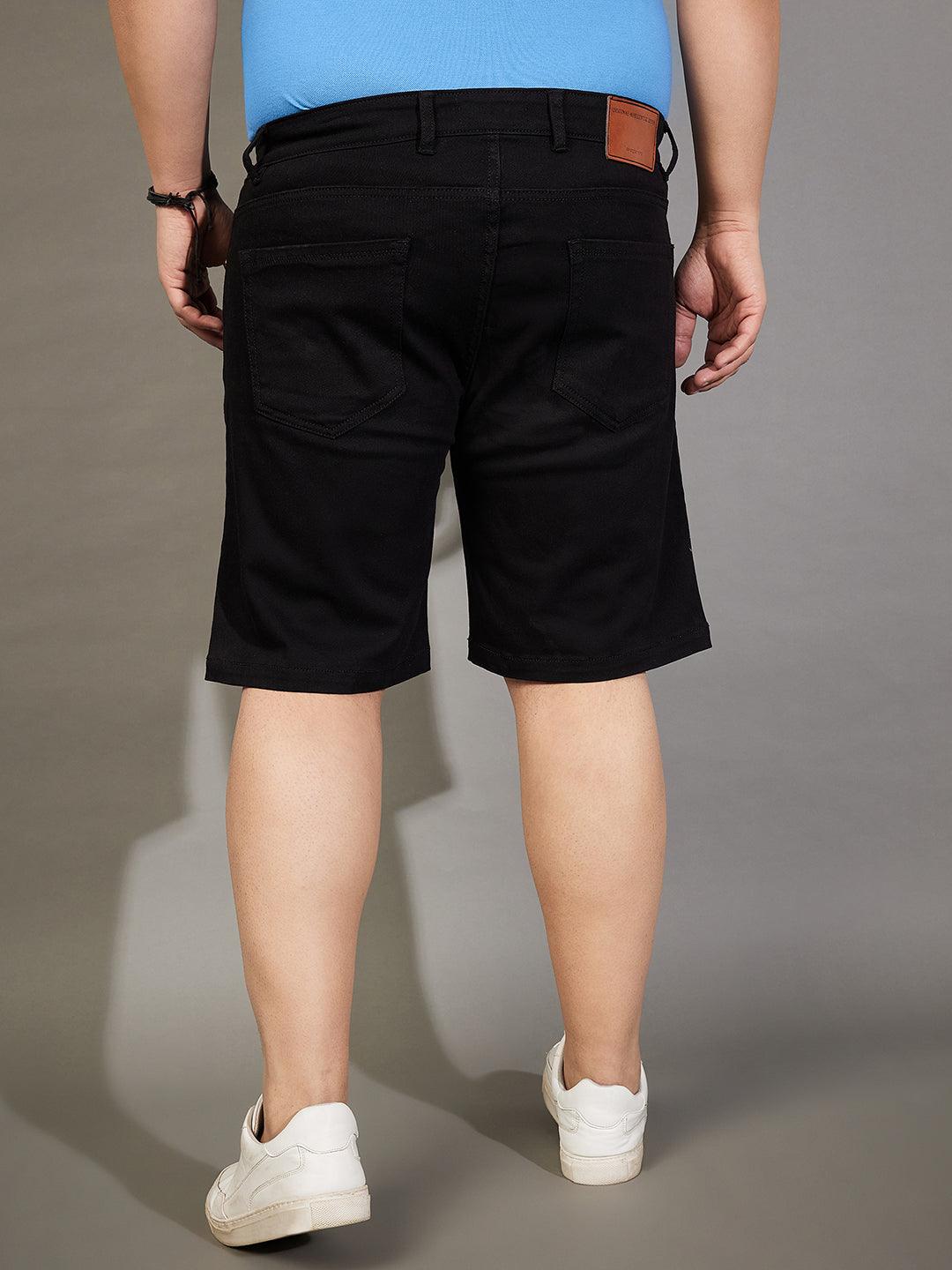 Men Plus Size Impetus-Black Solid Shorts - bigbanana