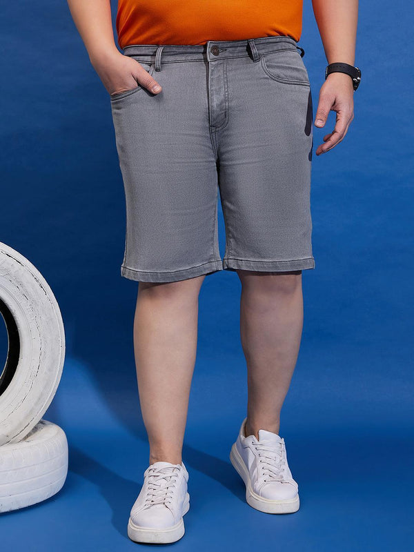 Men Plus Size Impetus-Grey Solid Shorts
