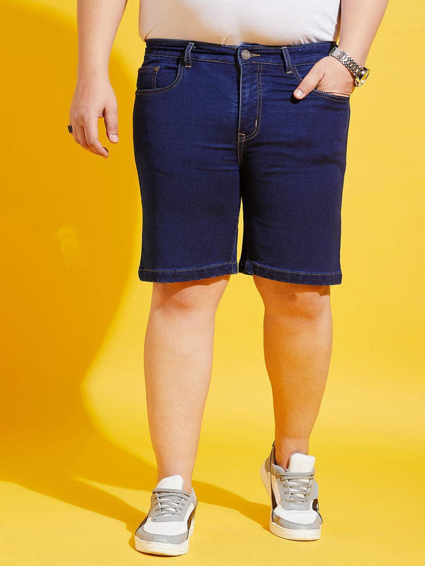 Men Plus Size Impetus-Navy Solid Shorts