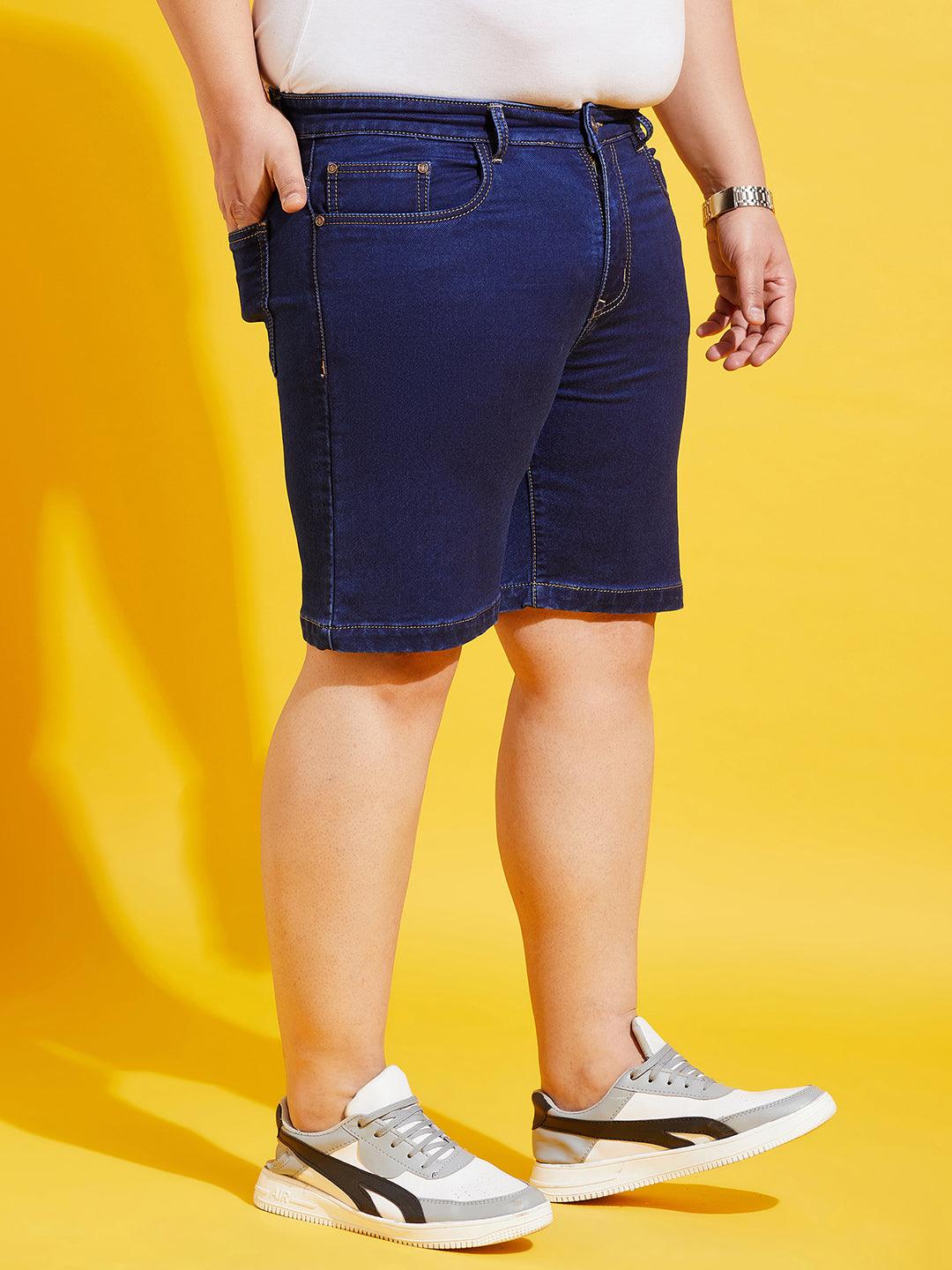 Men Plus Size Impetus-Navy Solid Shorts - bigbanana