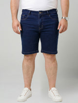 Men Plus Size Vigorous Navy Blue Solid Shorts