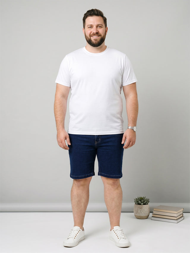 Men Plus Size Vigorous Navy Blue Solid Shorts