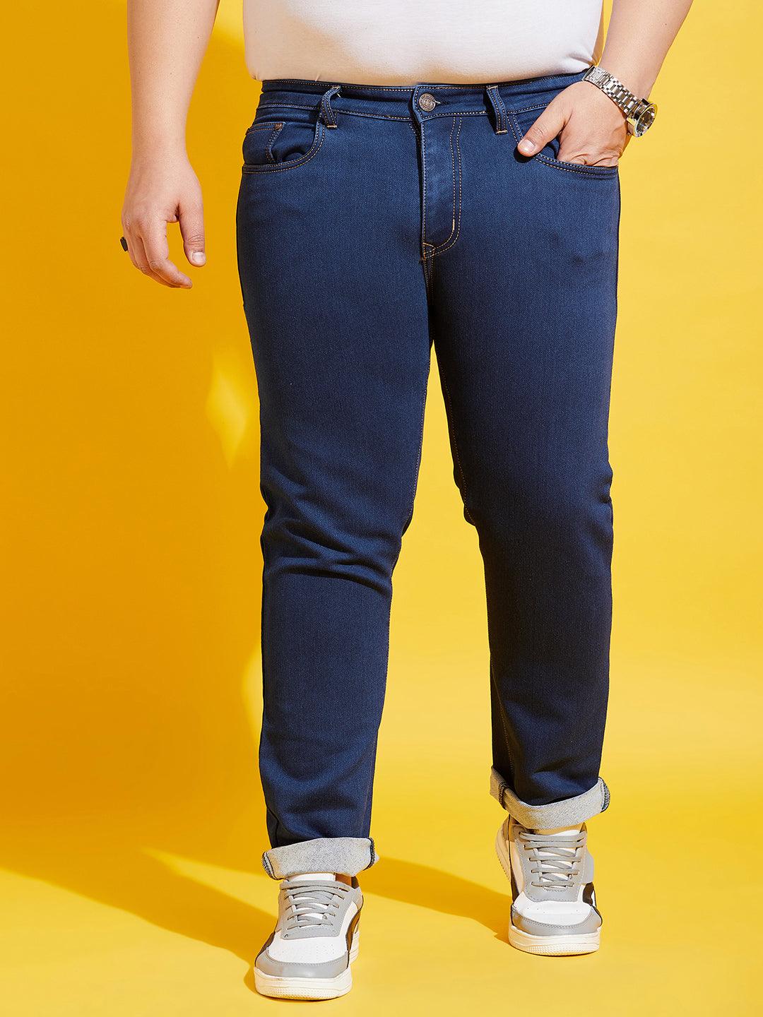 Men Plus Size Inertia Solid Jeans - bigbanana