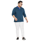 Men Plus Size Infinity Solid Henley Tshirt - bigbanana