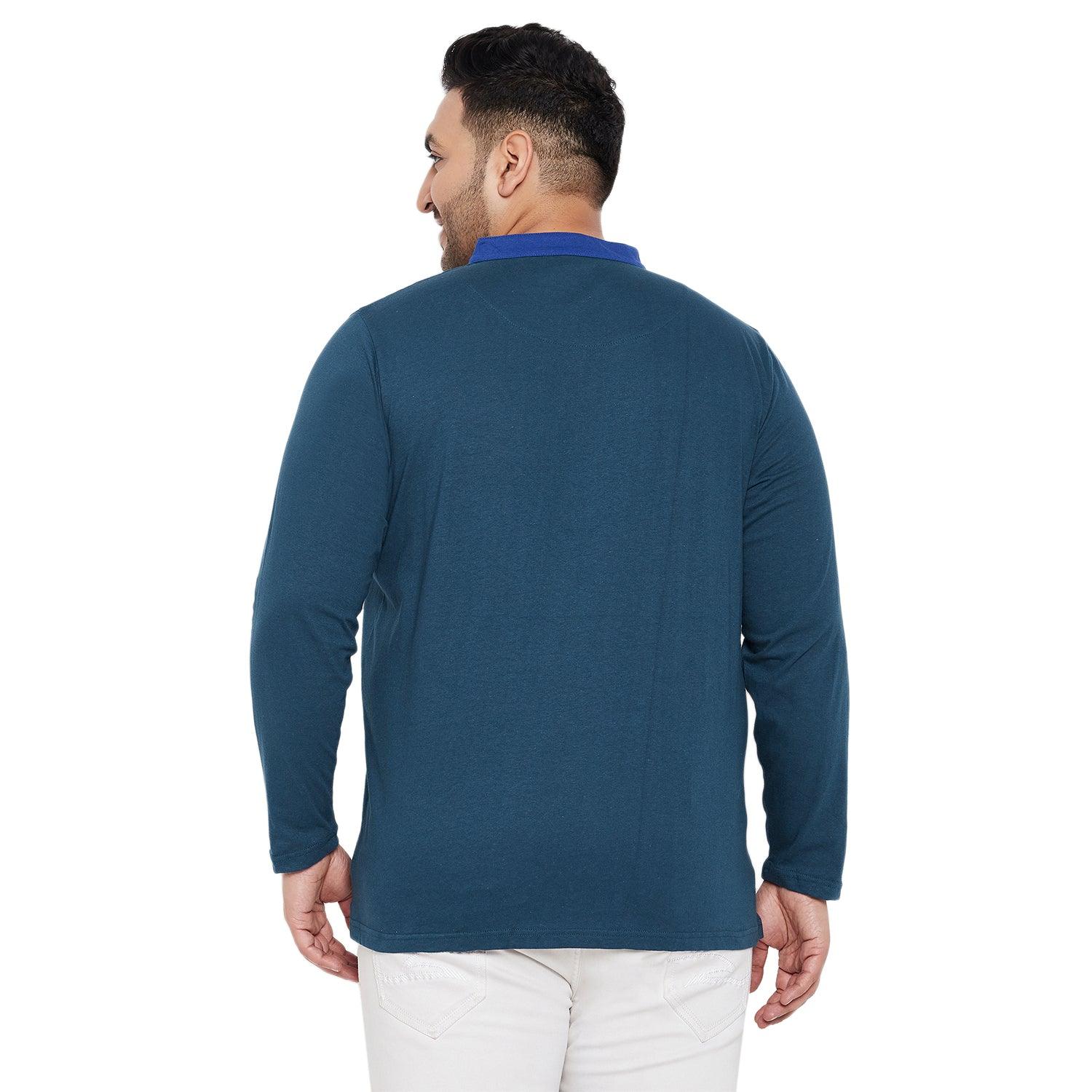 Men Plus Size Infinity Solid Henley Tshirt - bigbanana