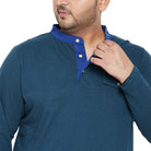 Men Plus Size Infinity Solid Henley Tshirt - bigbanana