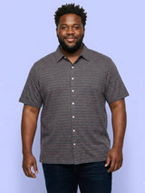 Men Plus Size Initial Grey Striped Casual Shirt
