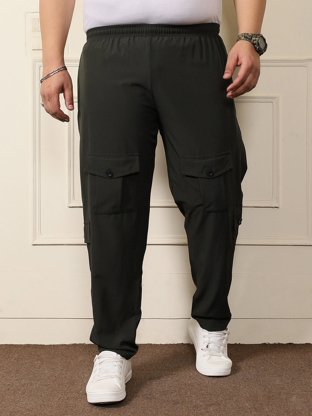 Men Plus Size Inlet Solid Trackpant - bigbanana