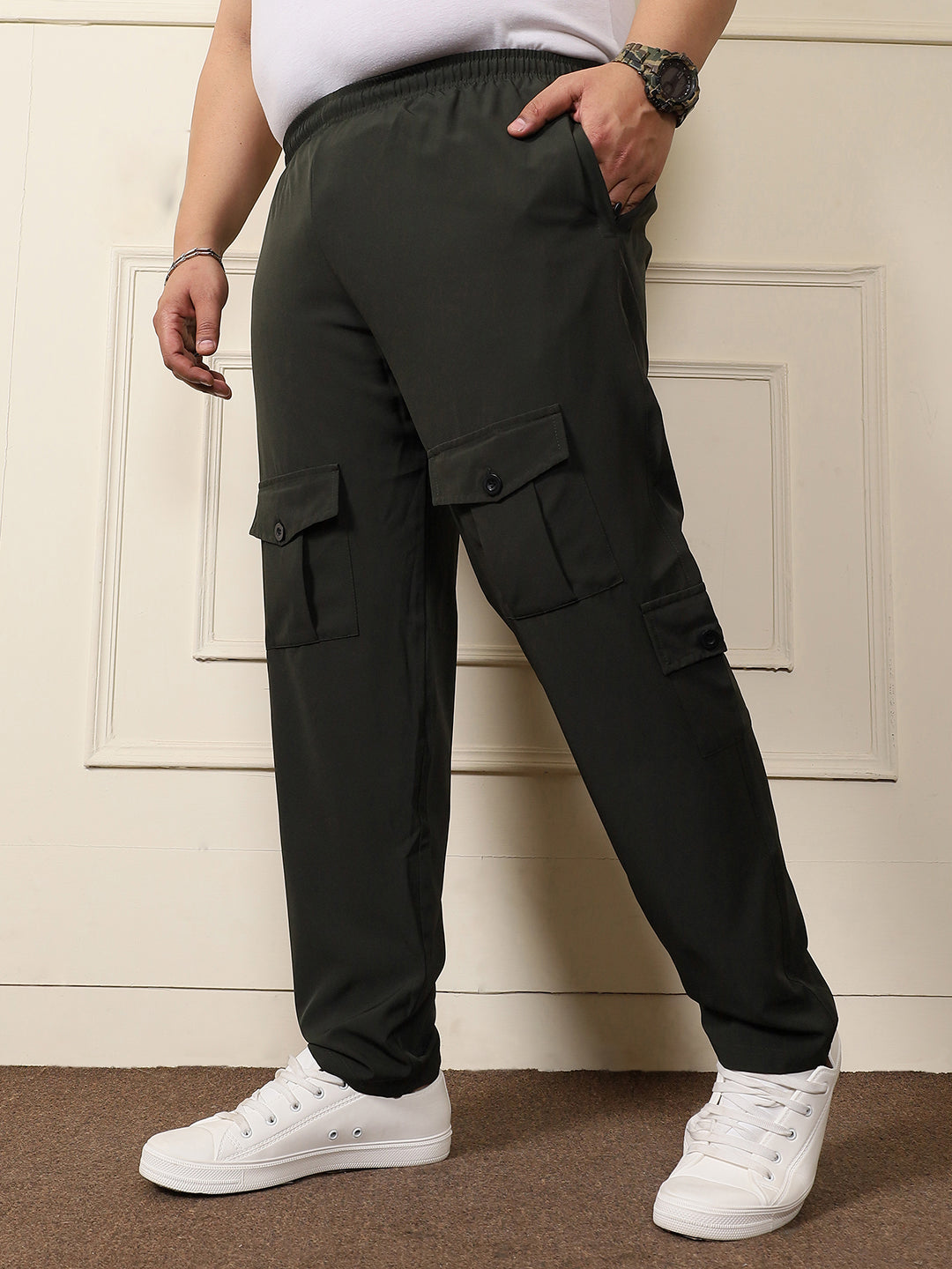 Men Plus Size Inlet Solid Trackpant - bigbanana