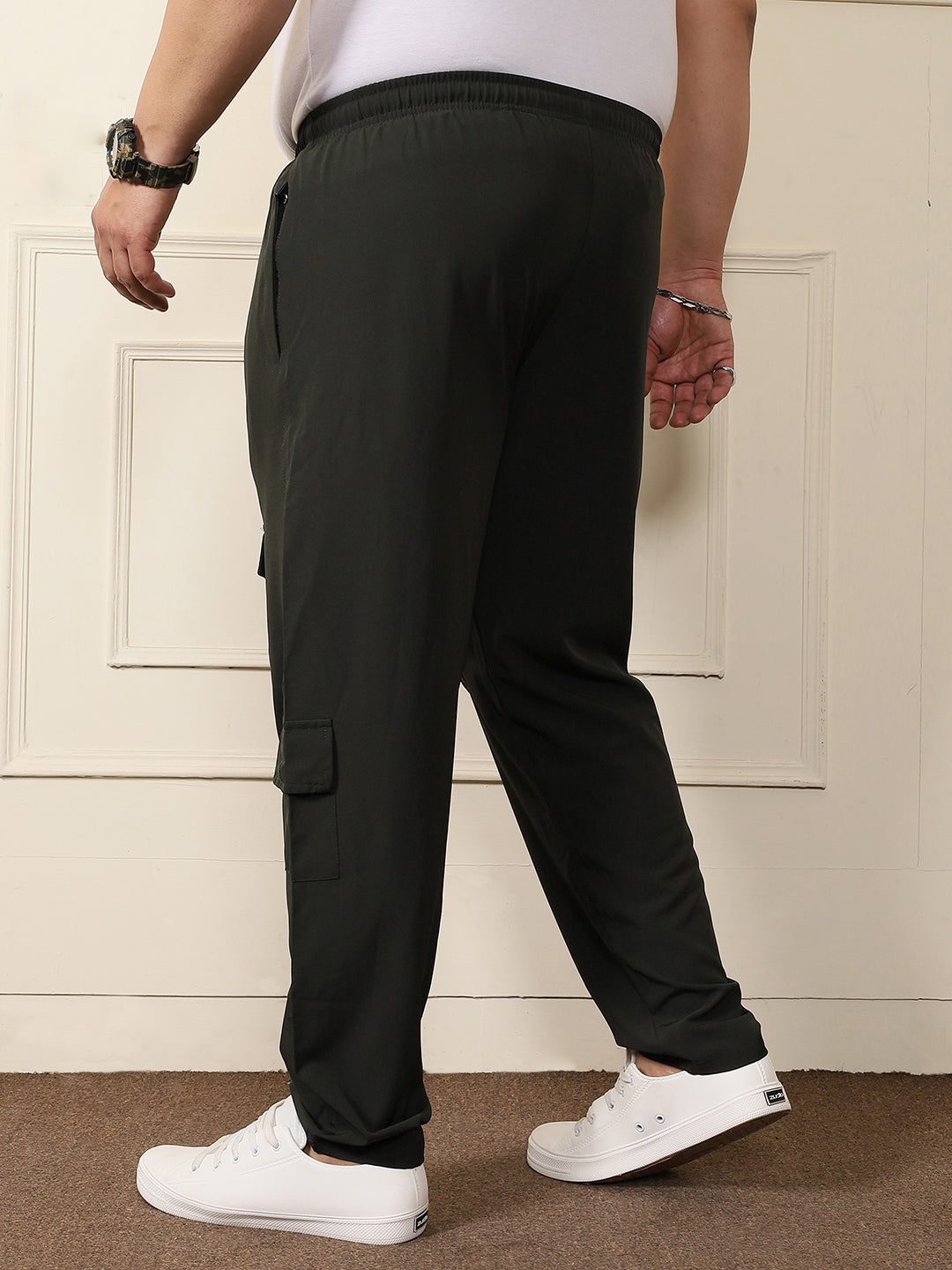 Men Plus Size Inlet Solid Trackpant - bigbanana