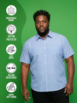 Men Plus Size Intent Sky-Blue Striped Casual Shirt