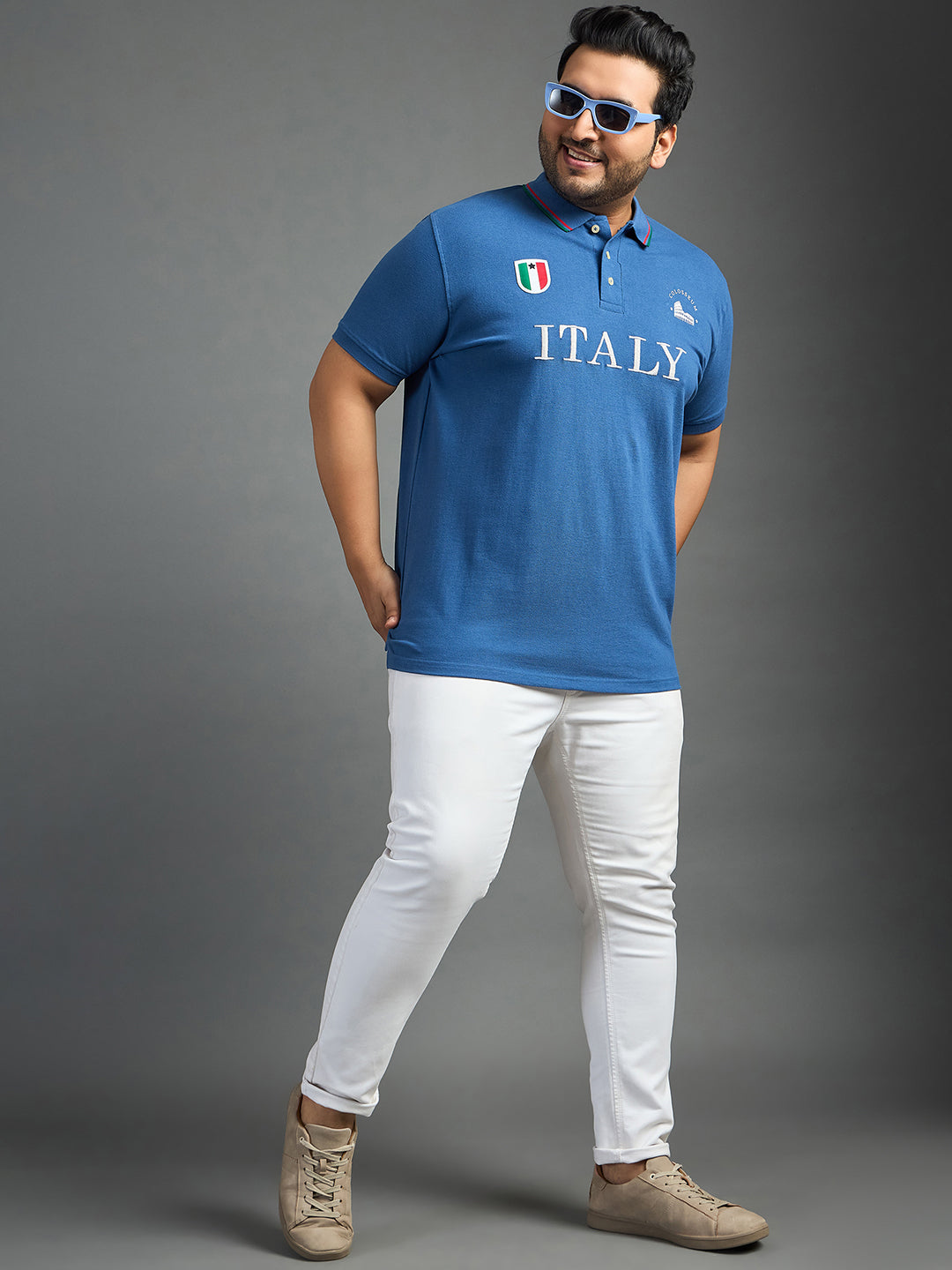 Men Plus Size Italy Printed Polo Tshirt - bigbanana