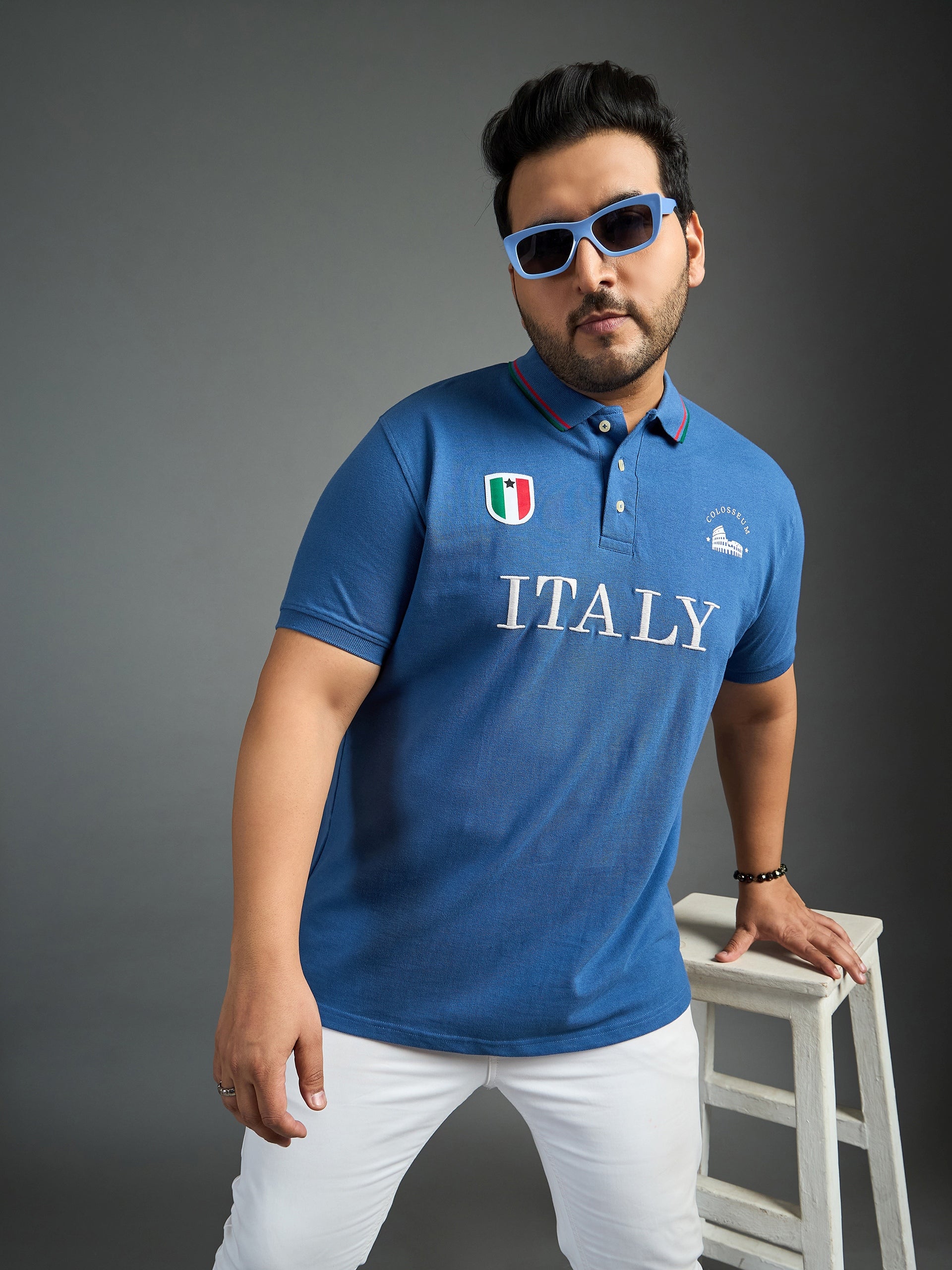 Men Plus Size Italy Printed Polo Tshirt - bigbanana