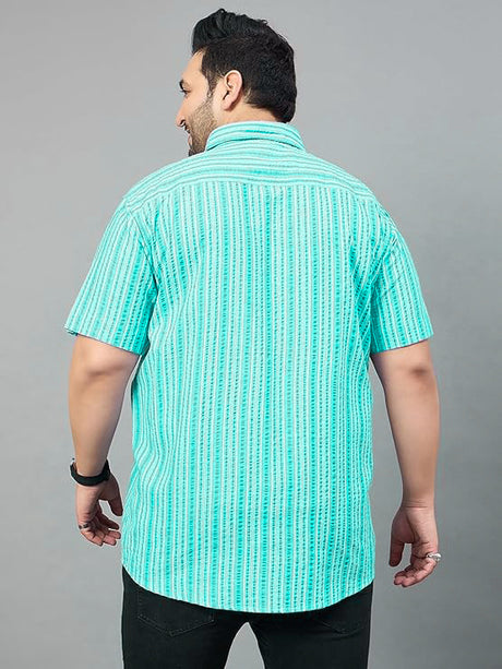 Men Plus Size Jae Green Striped Shirt - bigbanana