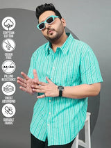 Men Plus Size Jae Green Striped Shirt