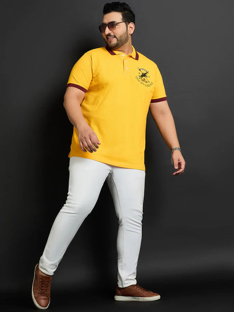 Men Plus Size Jamaica-Yellow Printed Polo Tshirt - bigbanana