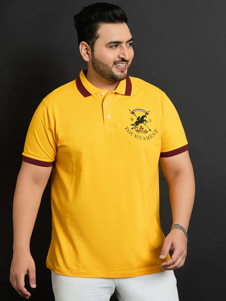 Men Plus Size Jamaica-Yellow Printed Polo Tshirt - bigbanana
