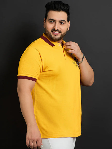 Men Plus Size Jamaica-Yellow Printed Polo Tshirt - bigbanana